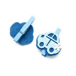 Wooden Clothespins for Decoration 48x7 mm car felt 35x40 mm -6 pieces