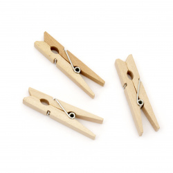 Natural wooden clips for decorating various items 8x45 mm wood color - 10 pieces