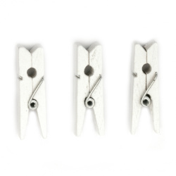 Wooden Clips / 7x45 mm / White - 10 pieces