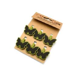 Wooden Clamps for Decoration 35x7 mm butterfly with black board 28x39x2 mm -6 pieces