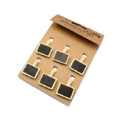  Wooden clips 35x7 mm with blackboard 50x25x2 mm - 6 pieces