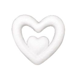 Heart in heart styrofoam 76x80x17 mm -2 pieces