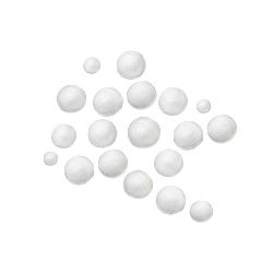 Стиропорени топчета за декорация цвят бял 7-9 мм ~!7 грама ~!1900 броя