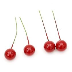 Styrofoam Balls with Wire Base, Red Color, 15 mm - 30 Pieces