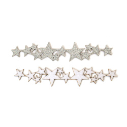 Felt Stars with Glitter 200x38x2 mm, Silver Rainbow Color - 2 Pieces