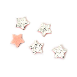 Felt Star with Glitter 20x2 mm, Silver Color - 10 pieces.