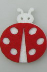 Ladybug Felt, 42x35 mm, 2 Layers - 5 Pieces