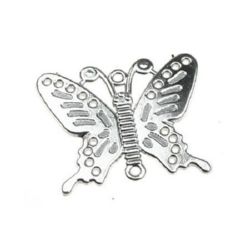 Element de legătură pandantiv fluture 45x56 mm culoare argintiu
