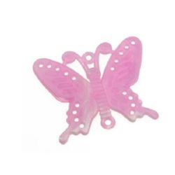 Acrylic pendant connecting element butterfly 45x56 mm pink melange