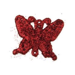 Element de legătură pandantiv fluture 45x56 mm roșu brocart