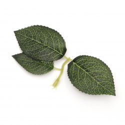 Текстилно листо от роза 150x70 мм дръжка 40 мм -5 броя