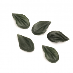 Decorative Fabric Leaf 28x17 mm green dark - 3 grams ~ 80 pieces