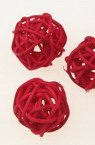 Colored Rattan Ball for Interior Decor / 20-25 mm / Red - 10 pieces