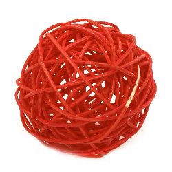 Ратанова топка дърво цвят червен  70 мм