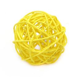 Rattan Ball, Wooden, Decoration, Craft Projects, DIY 70 mm yellow