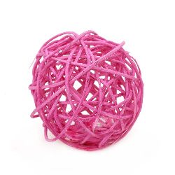 Rattan Ball, Wooden, Decoration, Craft Projects, DIY 70 mm pink