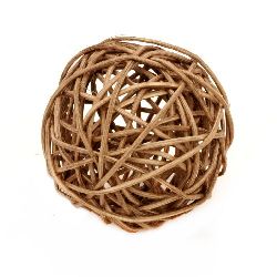 Rattan ball wood 70 mm brown