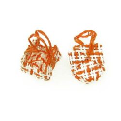 Fabric Basket for Decoration 32x22 mm white orange -5 pieces
