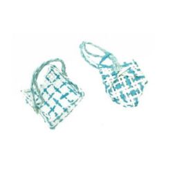 Fabric Basket for Decoration 32x22 mm white blue -5 pieces