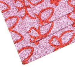 Material EVA / cauciuc microporos / 2mm A4 20x30 cm cu roz brocat și print fluture
