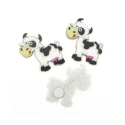 Cow wood and felt with glue DIY Decoration  33x38 mm -10 pieces