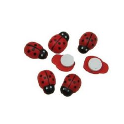 Wooden Ladybug Adhesive 8x11 mm  100 pieces