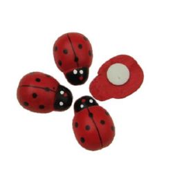 Wooden ladybug with glue 16x23 mm - 100 pieces