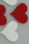 Heart Embellishment Red & White Felt Material, 32x34x2mm 10pcs