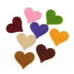 Felt Heart Embellishment Mixed Colors, 32x34x2mm 10pcs