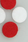 Circle Felt, 15x2 mm, White and Red, 15 Pieces