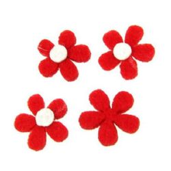 Flower from felt for embellishment of albums, festive cards decoration 20x3 mm red - 10 pieces