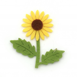 Sunflower with handle of felt  for handmade hobby projects 56x49 mm - 10 pieces