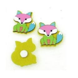 Fox tree and felt with adhesive 40x35 mm -10 pieces
