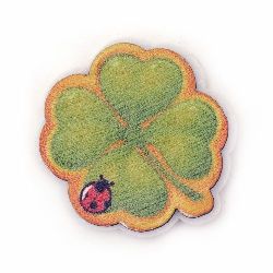 Clover with ladybug wood and felt with glue 40x36 mm -10 pieces