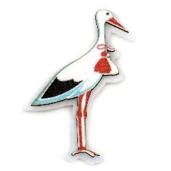 Stork made of wood and felt with glue, 49x33 mm - 10 pieces