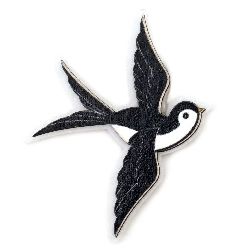 Swallow made of wood and felt with glue, 45x56 mm - 10 pieces