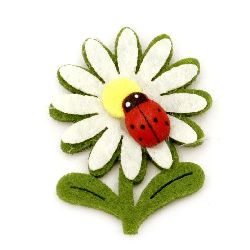 Margarita felt with glue  for decoration of scrapbook albums, notebooks, decoupage 40x30 mm and ladybug -5 pieces