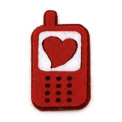Телефон филц 25x45 мм със сърце -10 броя