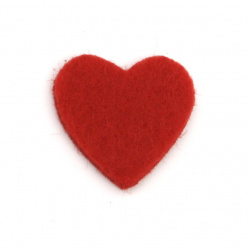 Pâslă de inimă 21x20 mm roșu -10 bucăți