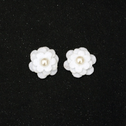 Floare de pâslă 20x20 mm cu perlă albă -10 bucăți