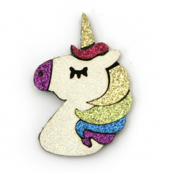 Unicorn felt with leather and glitter54x36x3 mm -5 pieces