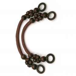 Bag Handles with Wooden Beads, 340 mm, Brown Color - 2 Pieces
