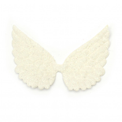 Textile wings with brocade 90x70 mm white -4 pieces