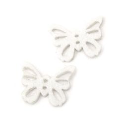 Butterfly felt 35x27x3 mm white -10 pieces