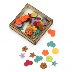 Felt button 16x1 mm ASSORTED in a box -100 pieces