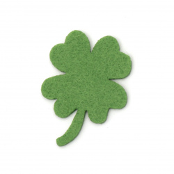 Clover with a handle of felt  for embellishment of festive cards, frames, albums 40x1 mm green -10 pieces