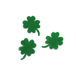 Four-leaf clover with handle of felt 21x1 mm green - 10 pieces