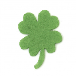 Felt clover with a handle of felt for decoration of greeting cards, boxes 35x1 mm green - 10 pieces