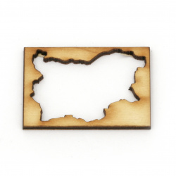 Wooden figurine for decoration, frame map of Bulgaria 47x32x3 mm - 4 pieces
