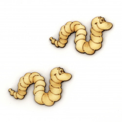 Wooden Figurine for Decoration, Worm, 20x30x2 mm - 10 Pieces